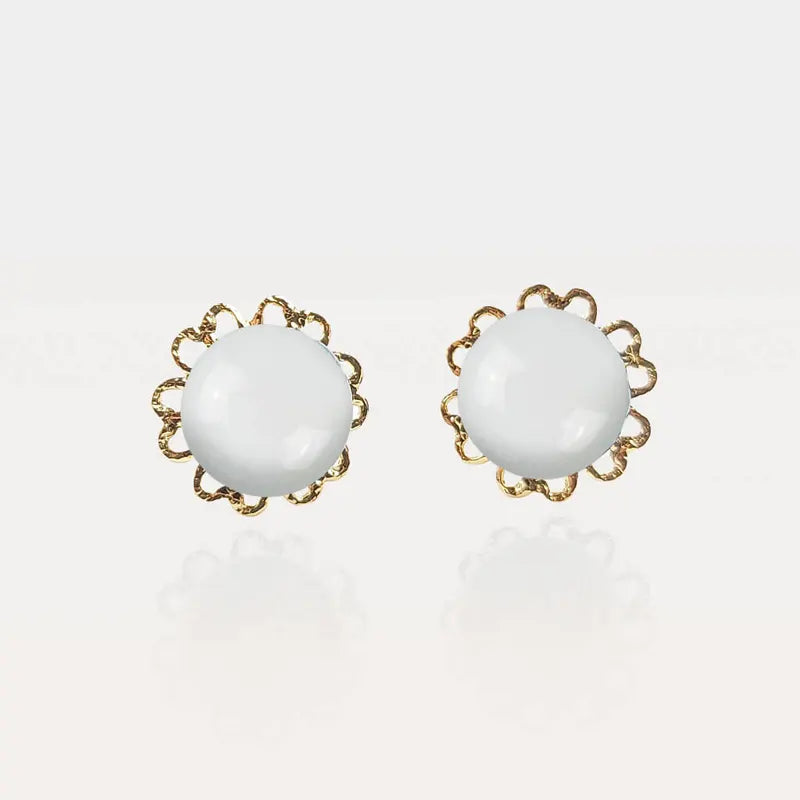 Boucles d'oreilles fleur originale pour femme blanches lumine