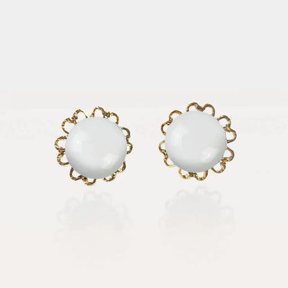 Boucles d'oreilles fleur originale pour femme blanches lumine