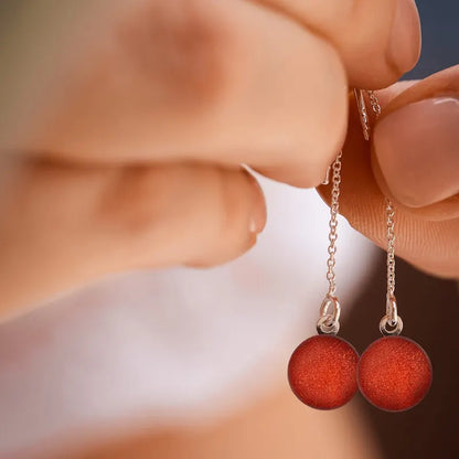 Boucles d'oreilles grimpantes avec chaîne argent massif rouge flambesia