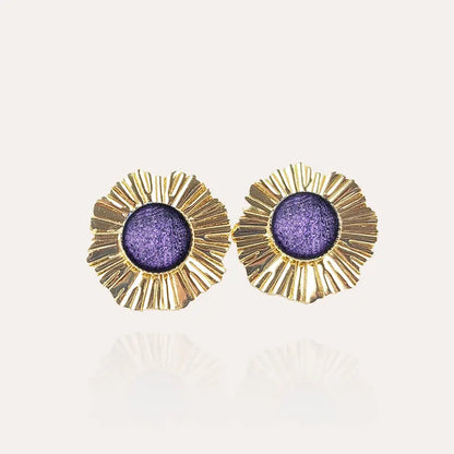 Boucles d'oreilles mariage bohème bijoux d'oreille dorées, violettes lilalune