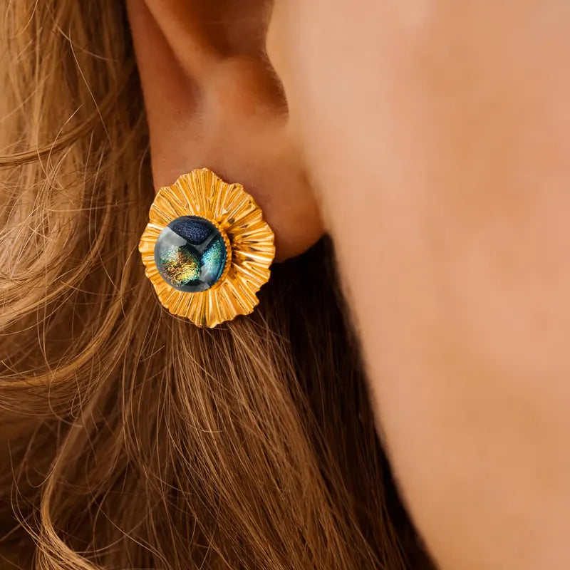 Boucles d'oreilles mariage bohème bijoux d'oreille en plaque or, multicolore elumina