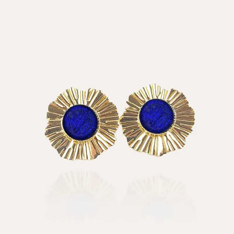 Boucles d'oreilles mariage bohème bijoux pour dorées, bleu nocturnelle