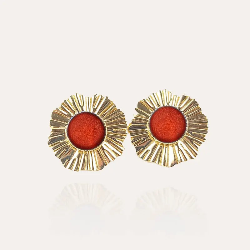 Boucles d'oreilles mariage bohème clou d'oreille pour femme en or, rouge flambesia