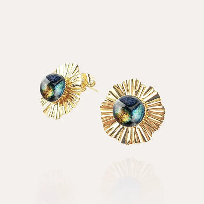 Boucles d'oreilles mariage bohème en verre Murano bijoux dorées, multicolore elumina