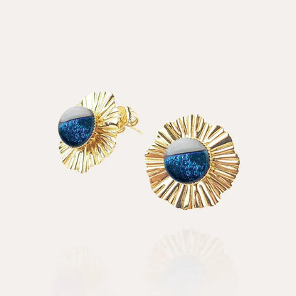 Boucles d'oreilles mariage bohème en verre Murano bijoux en or, bleu bleuange
