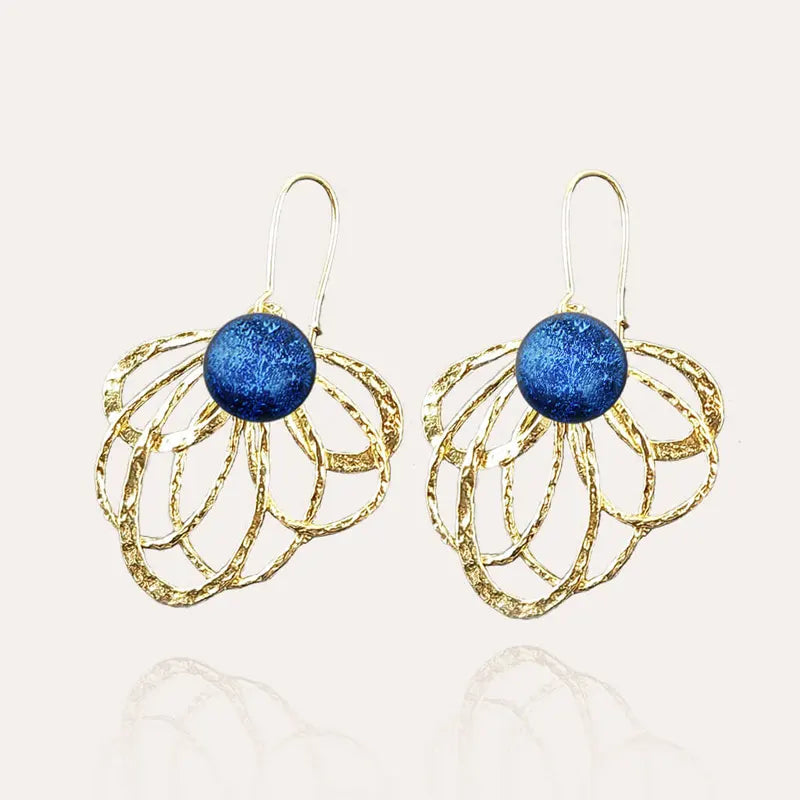 Boucles d'oreilles paon pendantes, bleu lagonia