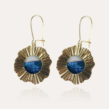 Boucles d'oreilles pendantes cratères boutique en verre de Murano bleu bleuange