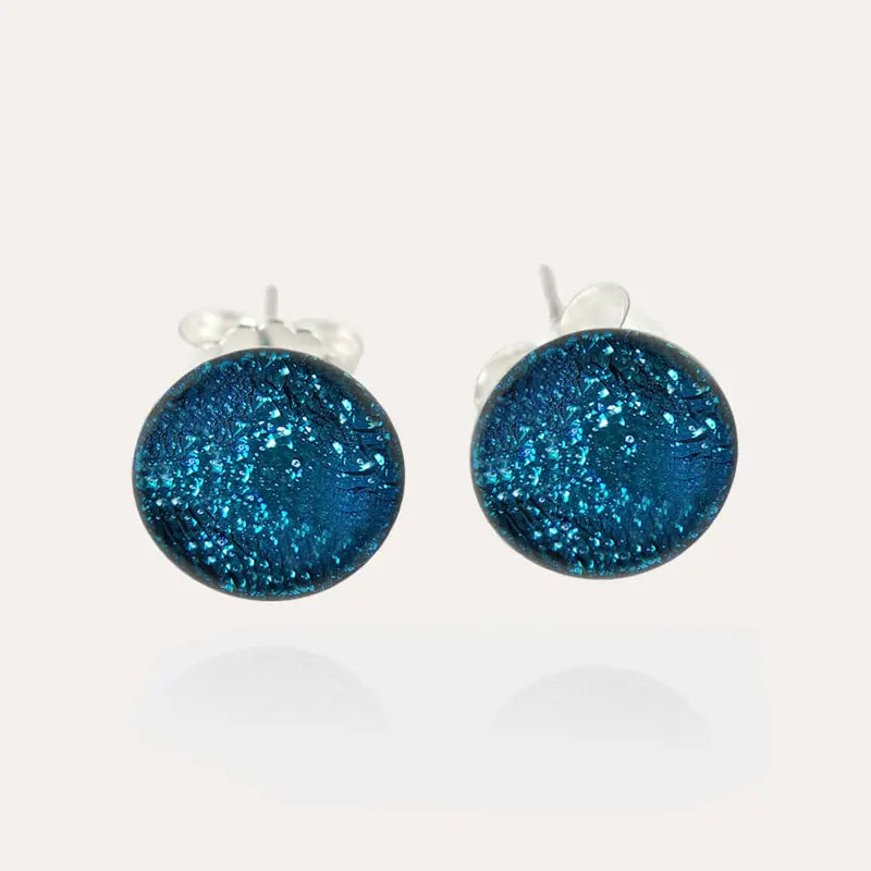 Boucles d'oreilles puces bijoux oreille argent 925 bleu azuline