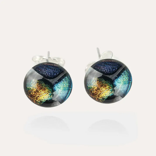 Puces d'oreilles multicolores en argent elumina