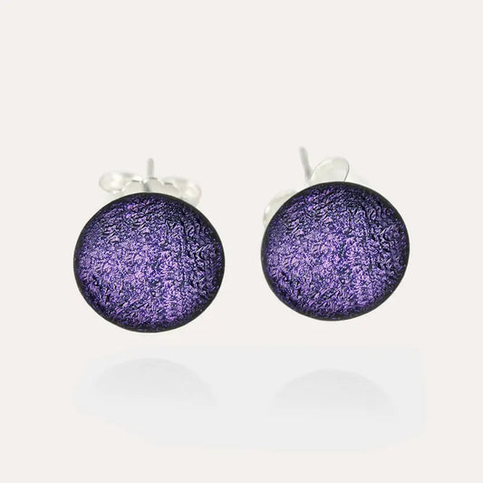 Puces d'oreilles en argent massif violettes, fabrication française lilalune