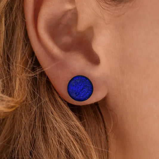 Boucle d'oreilles puce en argent massif bleu nocturnelle