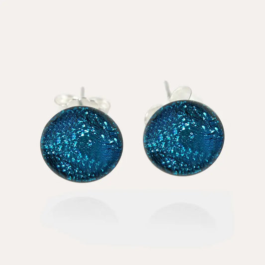 Puces d'oreilles tendance pour femme en argent bleu azuline