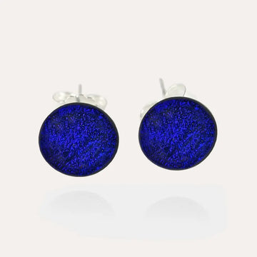 Bijoux d'oreille puces en argent 925 bleu nocturnelle