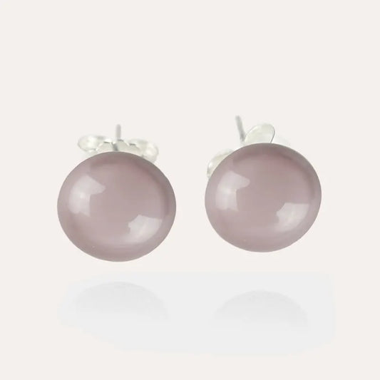 Puces d'oreilles en argent 925 rose avec perles pour femme roselite