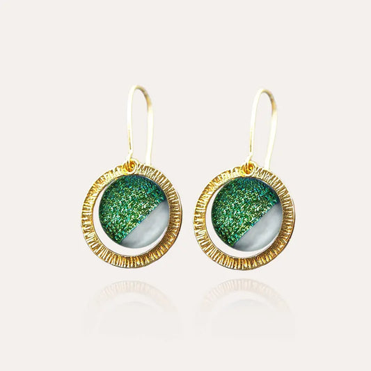 Boucles d'oreilles royales en or vertes, pendantes originales orneige