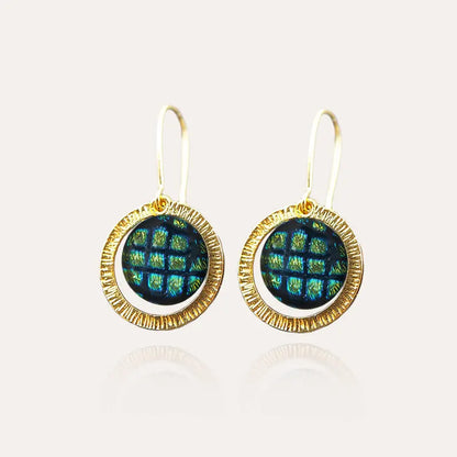 Boucles d'oreilles tendances bijoux 925, dorées vertes charmella