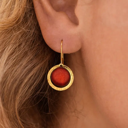 Boucles d'oreilles tendances bijoux en or et  plaque rouge flambesia