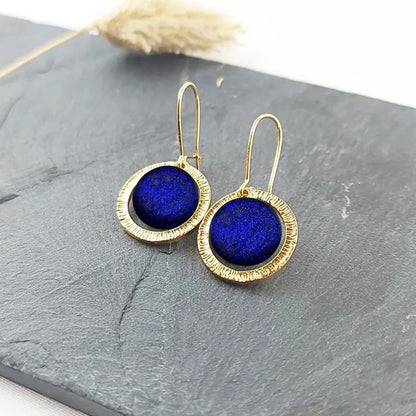 Boucles d'oreilles tendances bijoux pour femme, dorées bleu nocturnelle