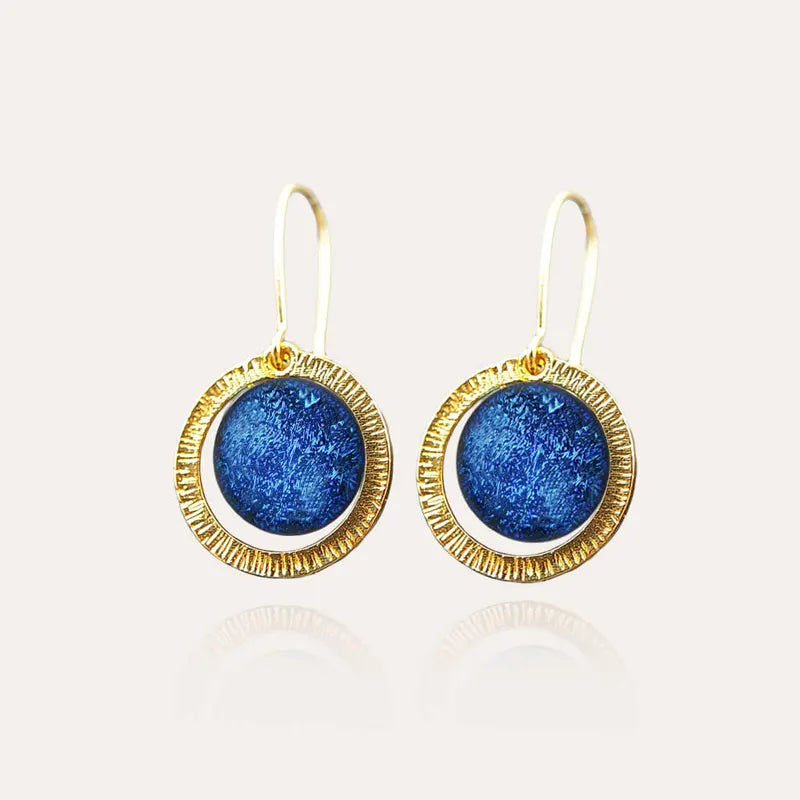 Boucles d'oreilles tendances bijoux pour la fête des mères, dorées bleu lagonia