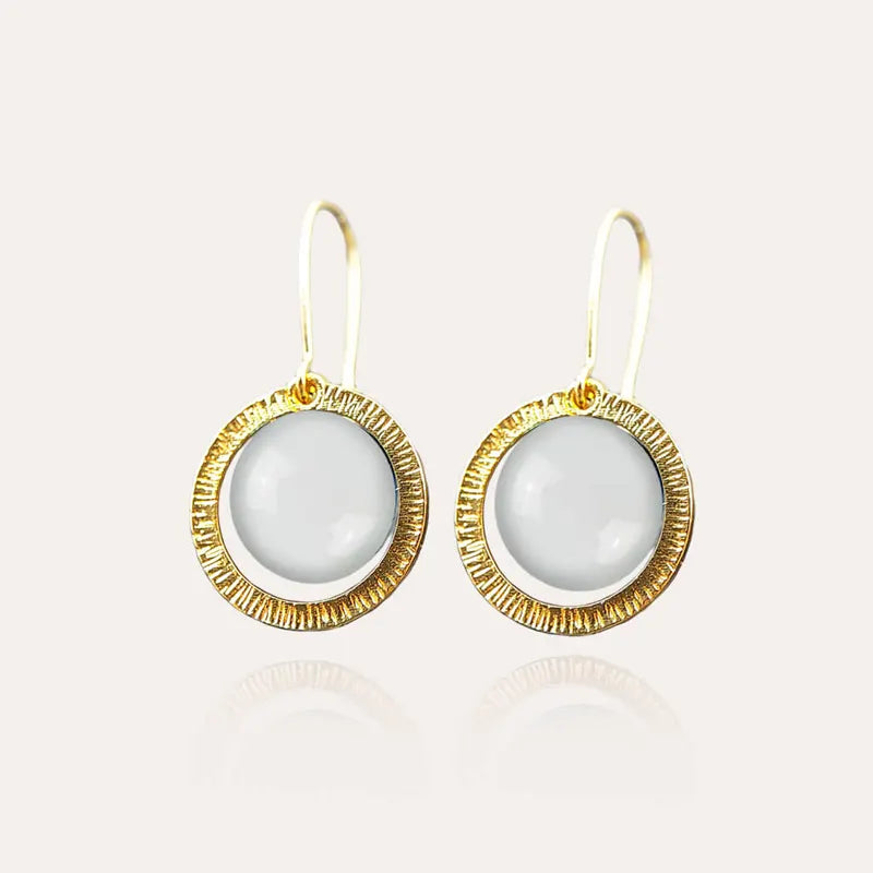 Boucles d'oreilles tendances cadeau bijoux pour femme en plaque or, blanches lumine