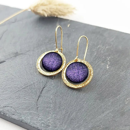 Boucles d'oreilles tendances cadeau bijoux pour femme en plaque or, violettes lilalune