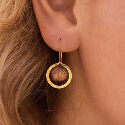 Boucles d'oreilles tendances cadeau pour femme âgée, dorées marron et orange safrane