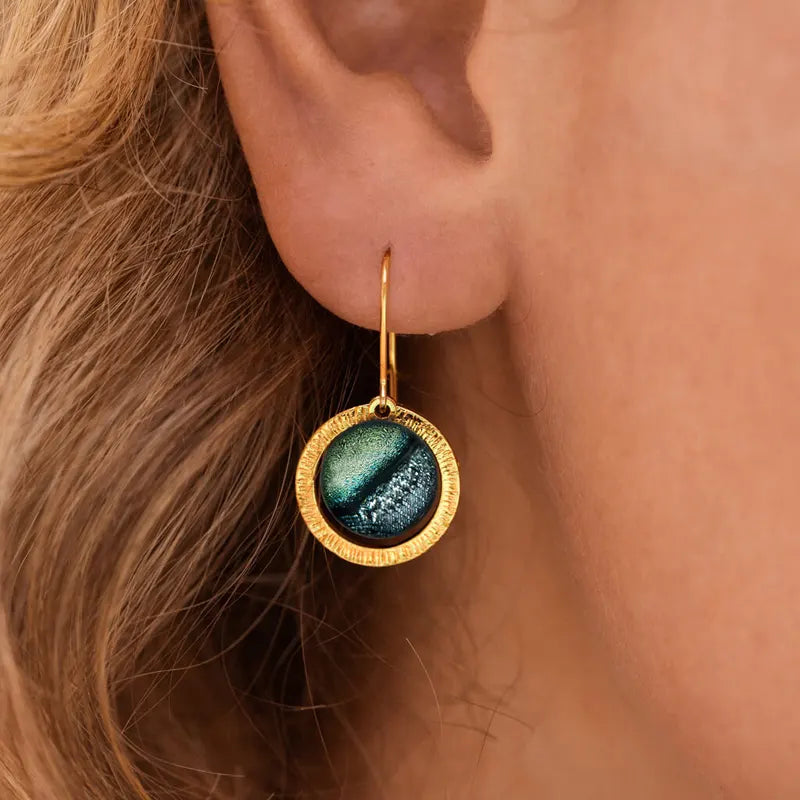 Boucles d'oreilles tendances cadeaux 70 ans inoubliable pour femme, dorées vertes oryna
