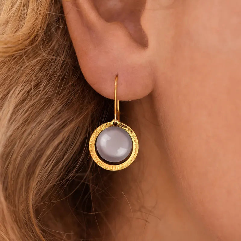 Boucles d'oreilles tendances perle de verre Murano, dorées rose roselite