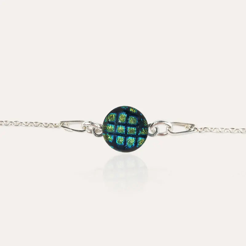 Bracelet chaine pour femme en argent vert charmella