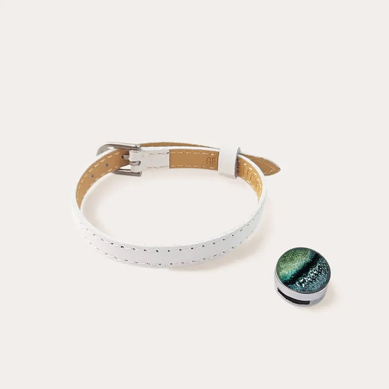 Bracelet cuir blanc femme vert oryna