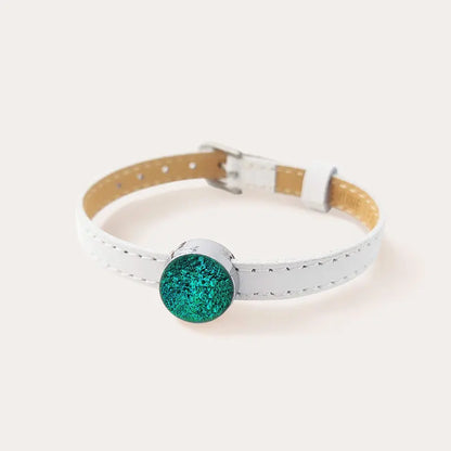Bracelet cuir blanc bijoux femme vert emeria