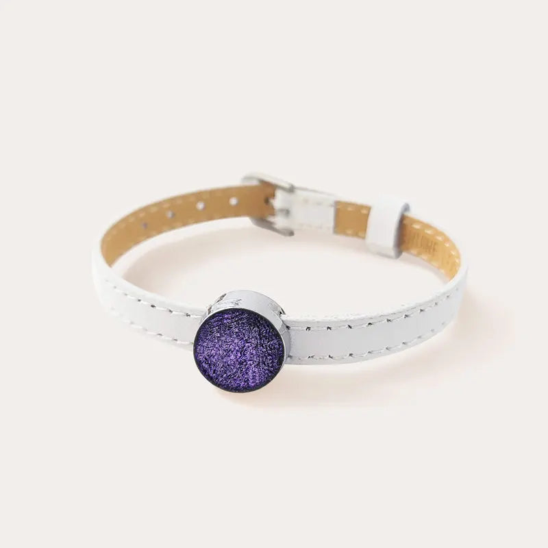 Bracelet en cuir blanc pour femme avec détails et violet lilalune