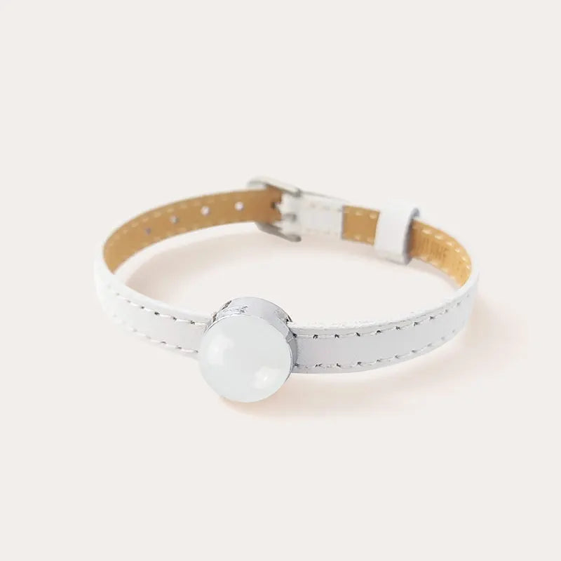 Bracelet en cuir blanc avec verre blanc lumine