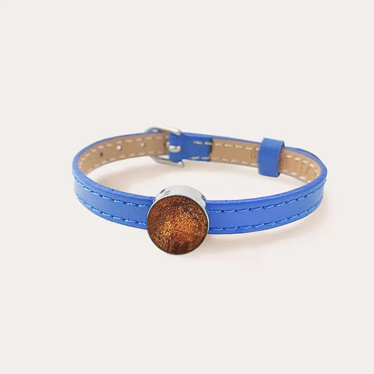 Bracelet cuir bleu pour femme marron orange safrane