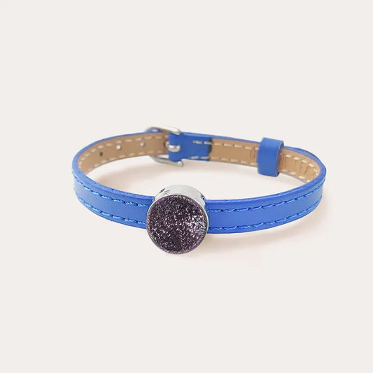 Bracelet cuir bleu, made in France rose selenia