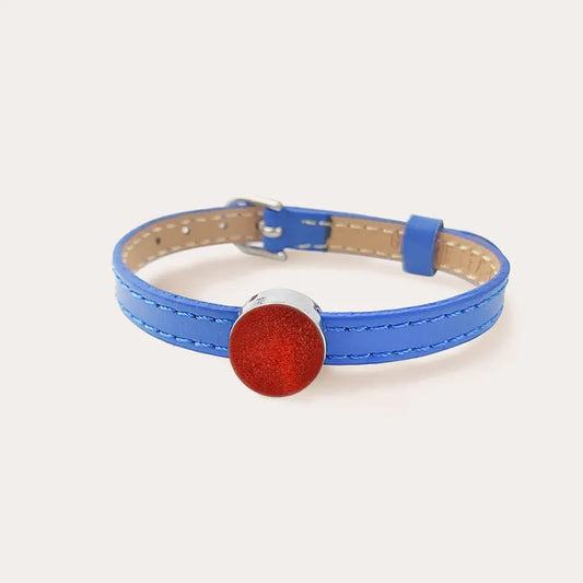Bracelet cuir bleu, made in France rouge flambesia