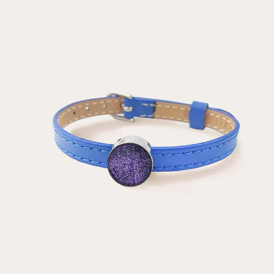 Bracelet cuir bleu, secret de violet lilalune