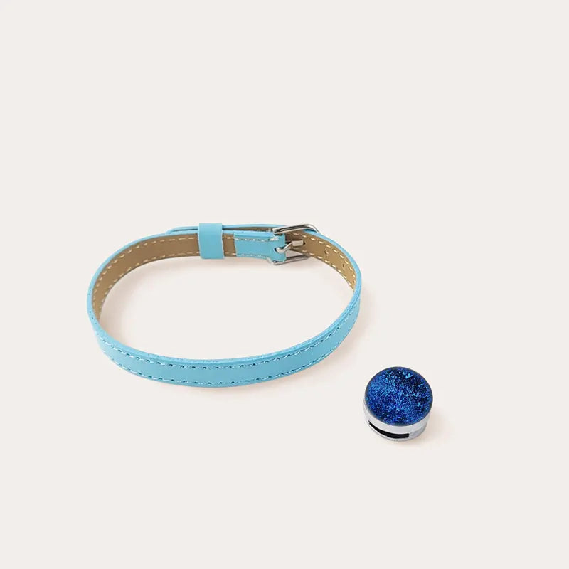 Bracelet en cuir bleu ajustable pour femme lagonia