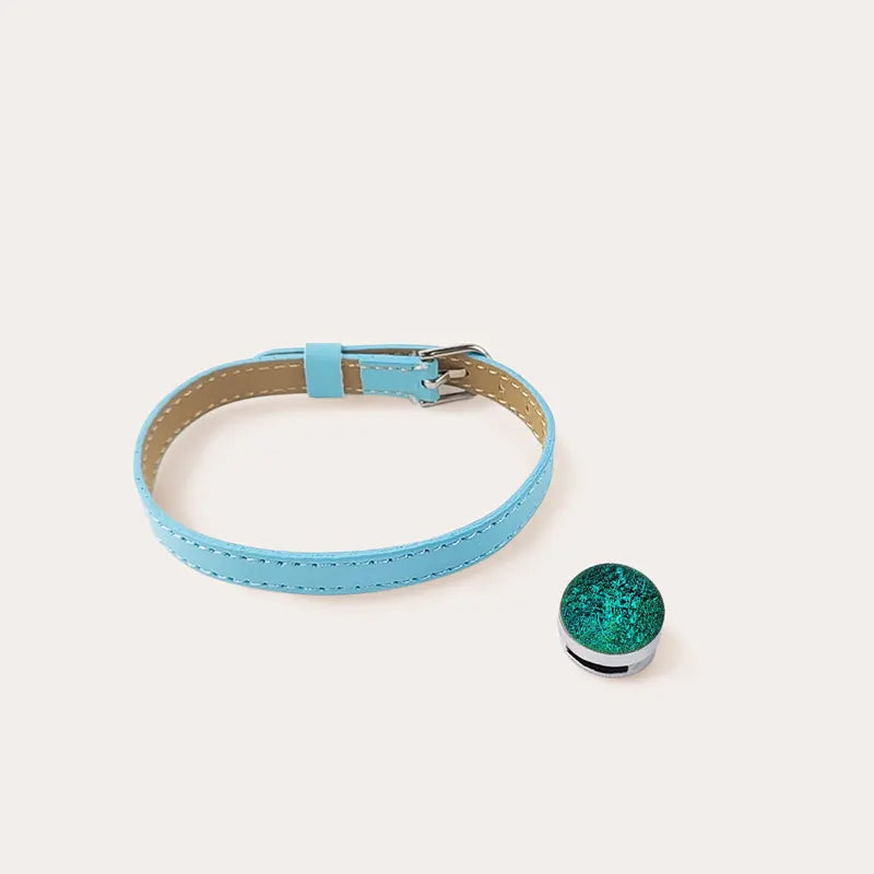 Bracelet en cuir bleu et vert pour femme emeria