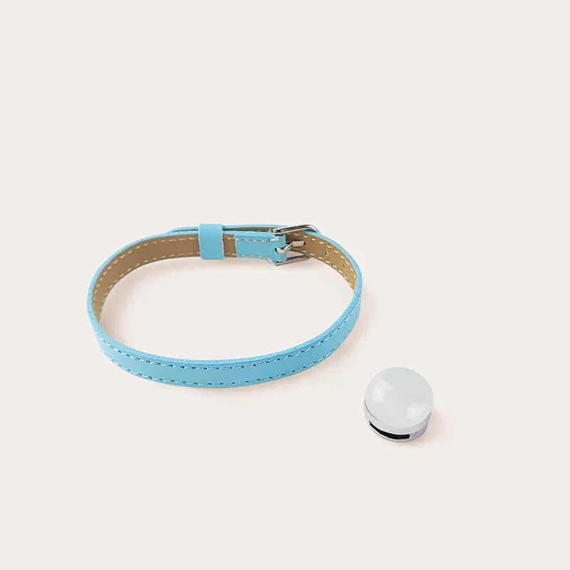 Bracelet en cuir bleu avec manchette blanc pour femme lumine