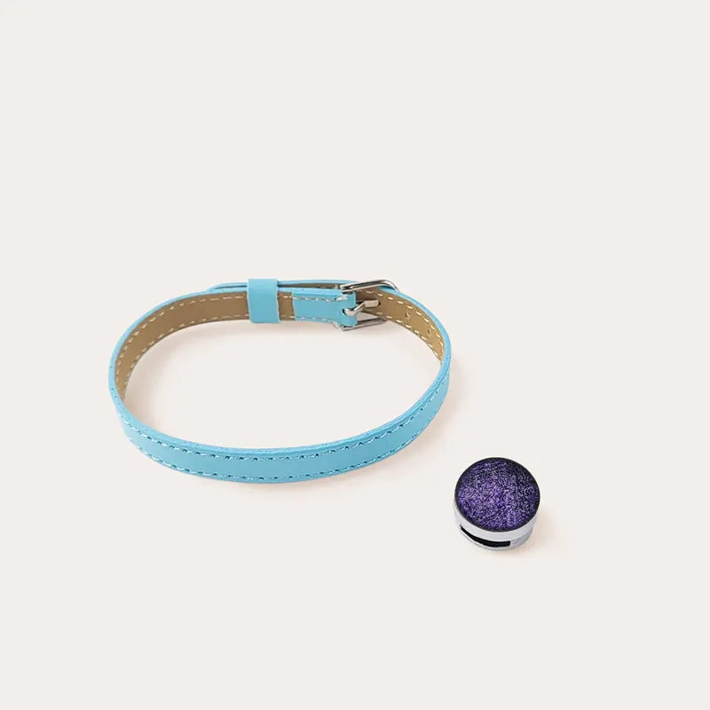 Bracelet en cuir bleu réglable violet pour femme lilalune