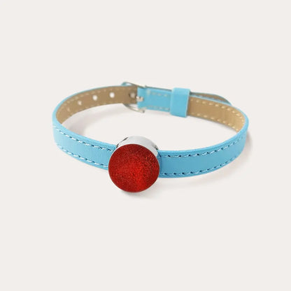 Bracelet en cuir bleu avec secret de rouge pour femme flambesia