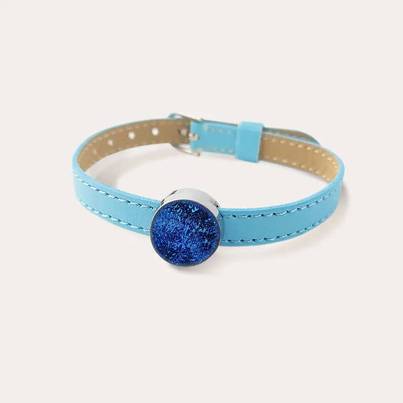 Bracelet en cuir bleu avec verre pour femme lagonia