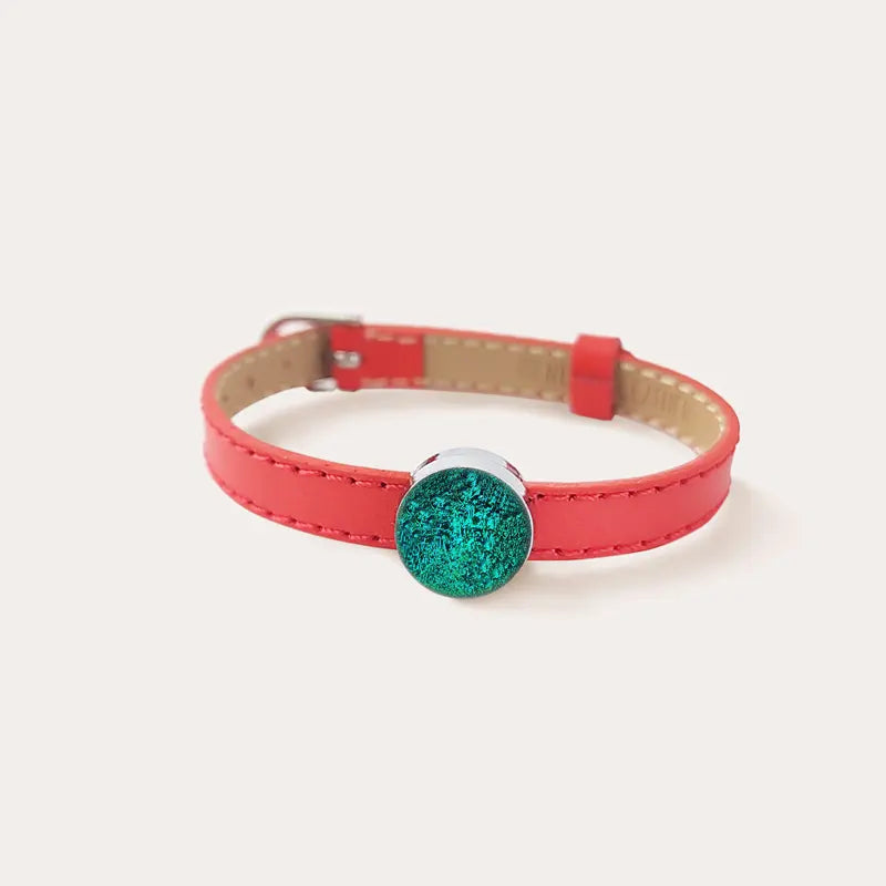 Bracelet cuir femme rouge et vert emeria