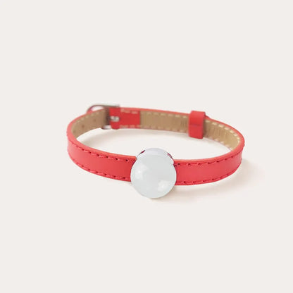 Bracelet cuir femme rouge artisanal blanc lumine