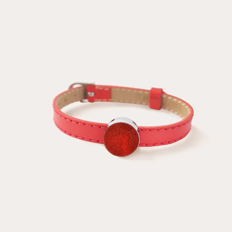 Bracelet cuir femme rouge et argent flambesia