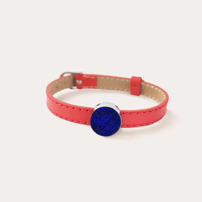 Bracelet cuir femme rouge manchette bleu nocturnelle