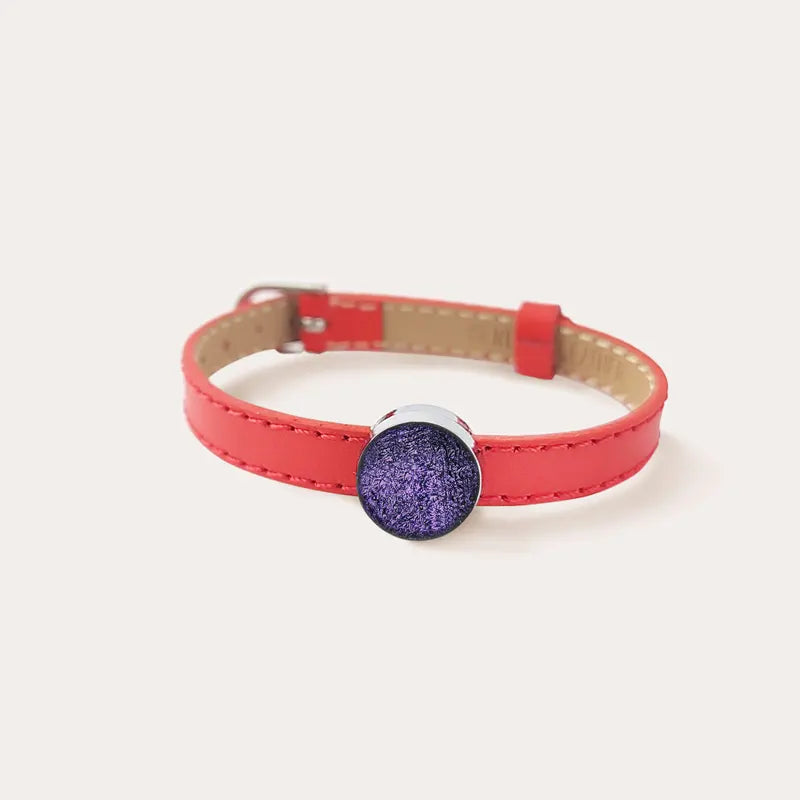 Bracelet cuir femme rouge violet lilalune