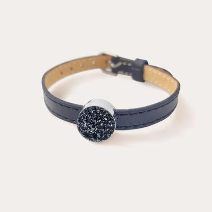 Bracelet cuir réglable, bijoux créateur argenté chromia