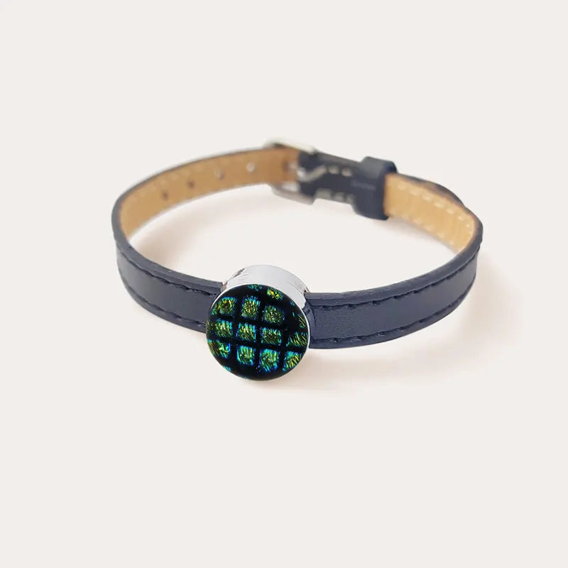 Bracelet cuir réglable pour femme et vert charmella